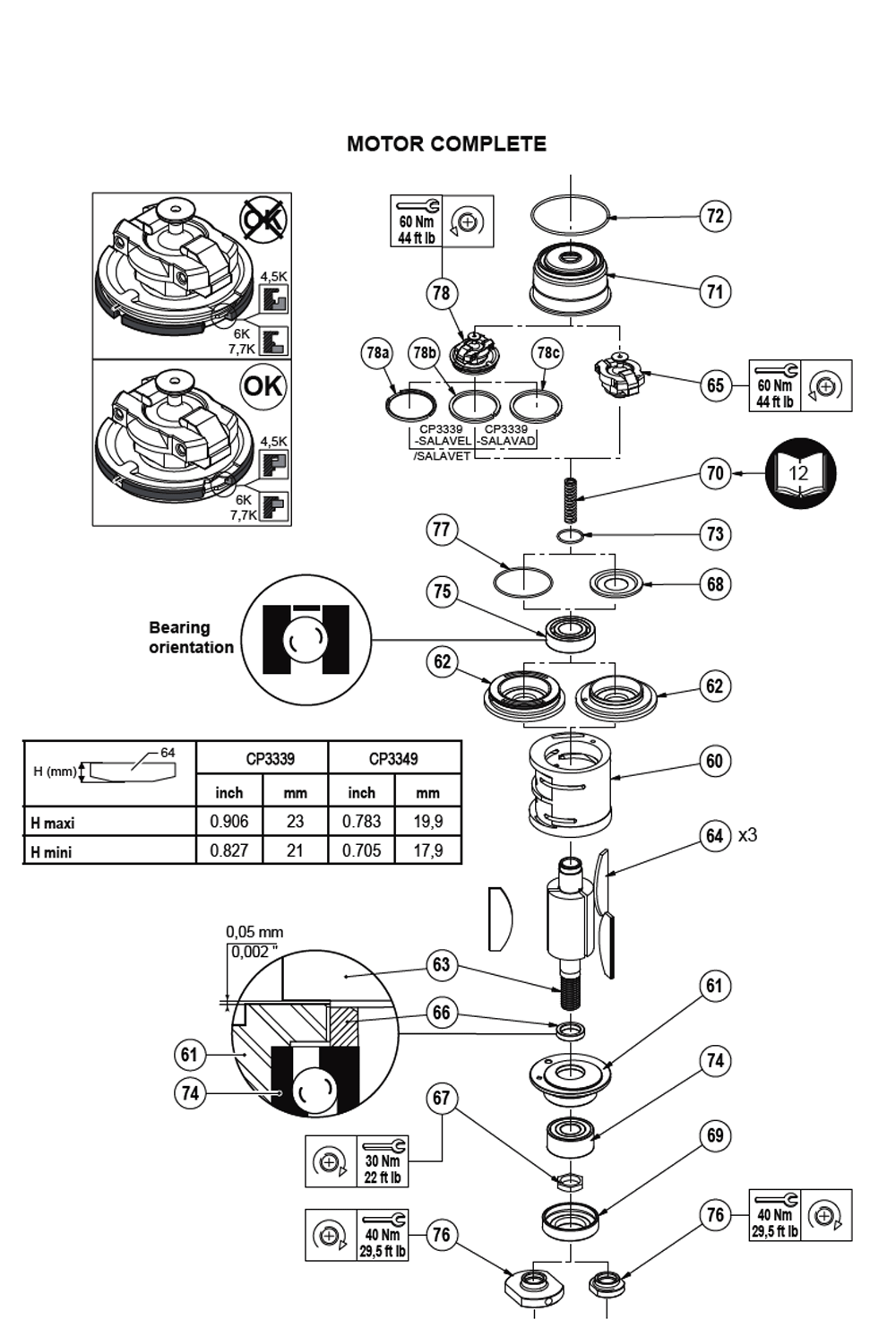 Figure 2 Diagram and Parts List for CP3339-SALAVAD  Chicago Pneumatic Grinder